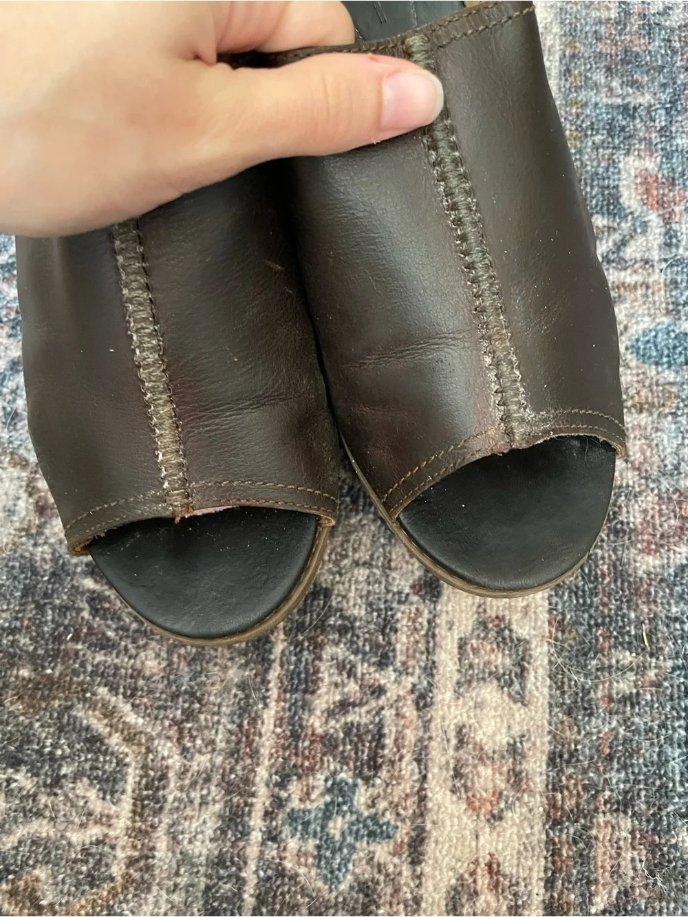 Leather wedge heels